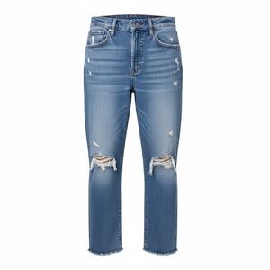 Pistola Lennon Distressed Ripped Knee Raw Hem Jeans Size 28 Light Wash Y2K